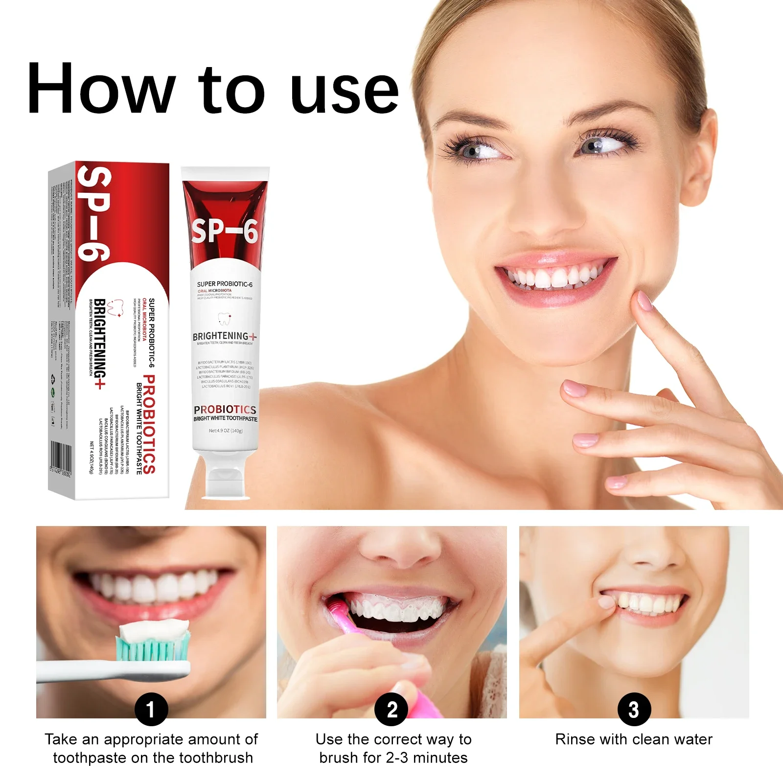 140g SP-6 Probiotic Toothpaste Whitening Tooth Remove Plaque Prevent Dental Caries Oral Hygiene Clean Fresh Breath Gum Oral Care thumbnail 4