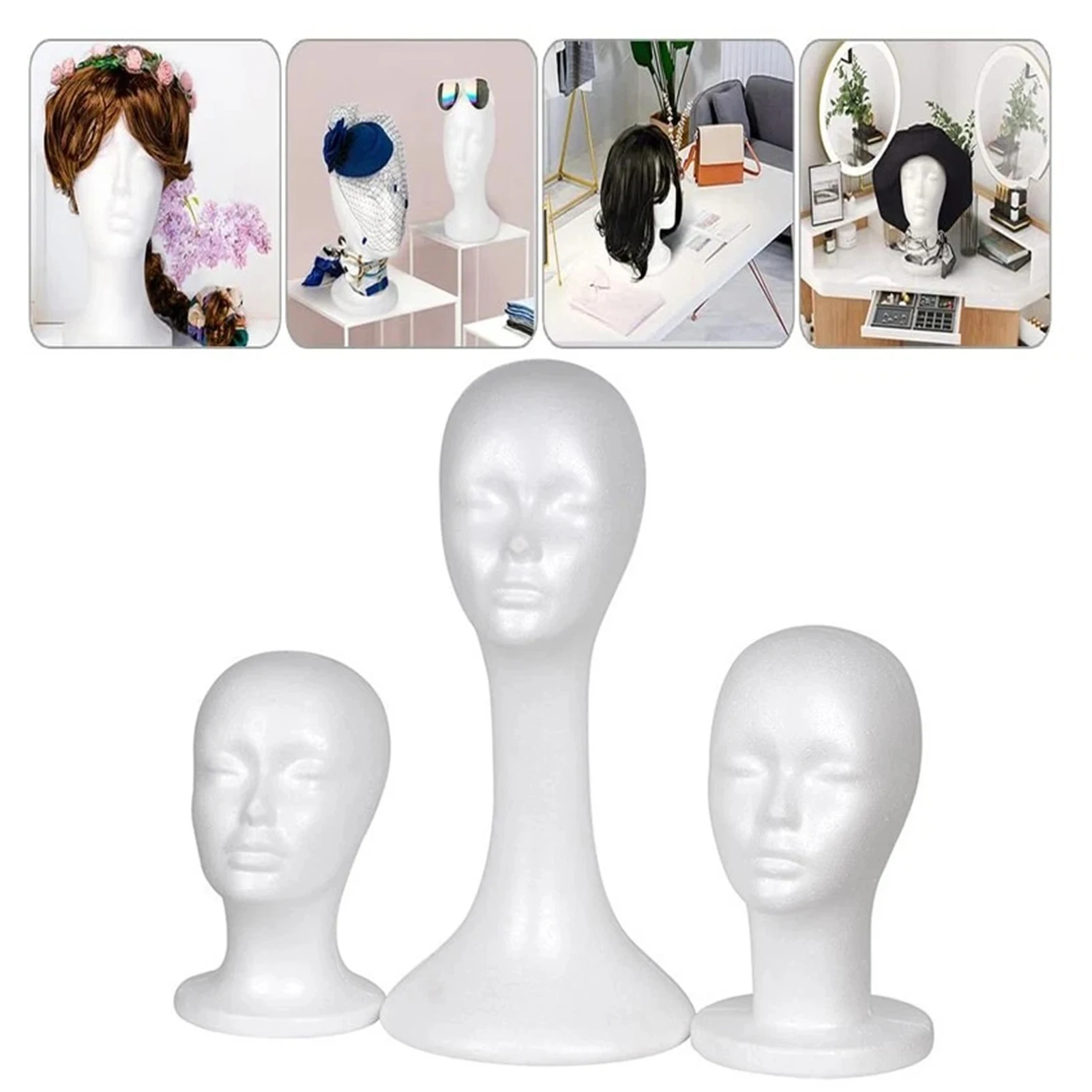 Female Foam Wig Head Female Head Model Wig Hair Hat Display for Arts Crafts DIY Projects Salon Display thumbnail 6