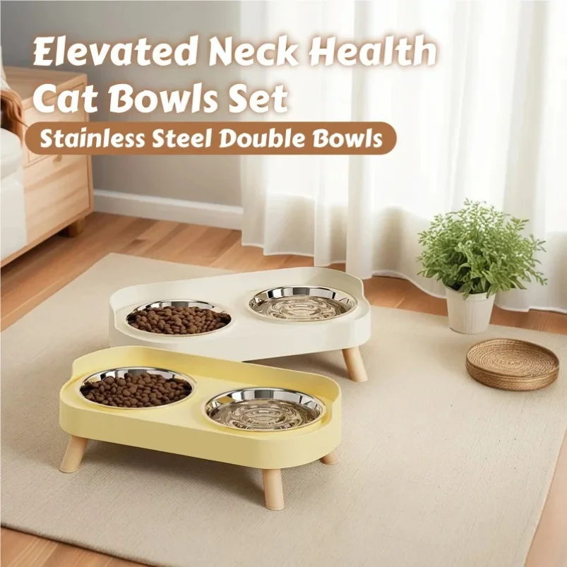 Dopamine Colorful Elevated Pet Feeder: Dual Stainless Steel Bowls with Neck Support - Fashion Food & Water Station for Pets thumbnail 3