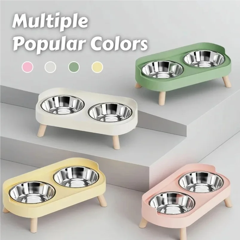 Dopamine Colorful Elevated Pet Feeder: Dual Stainless Steel Bowls with Neck Support - Fashion Food & Water Station for Pets thumbnail 6