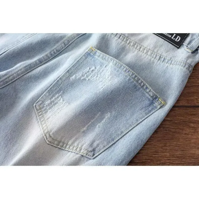 Spring New All Match Youth Trendy Brand Men's Cowboy Pants Retro Quarter Pants Loose and Versatile Popularity Harun Pants thumbnail 3