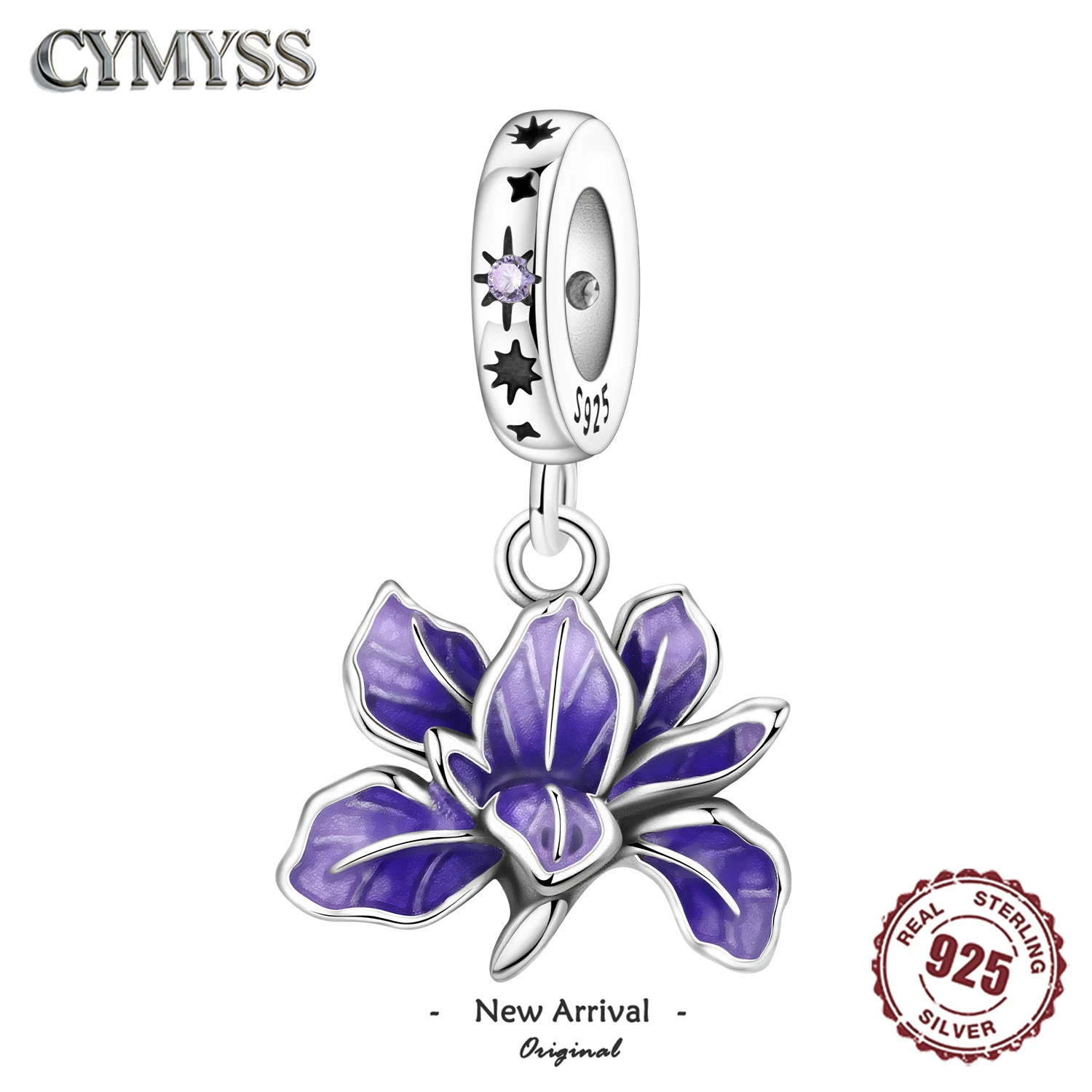 Original 925 Sterling Silver Flowers Plant Elements Blooming Iris Pendant Charms Beads For Necklace DIY Bracelet Fine Jewellery