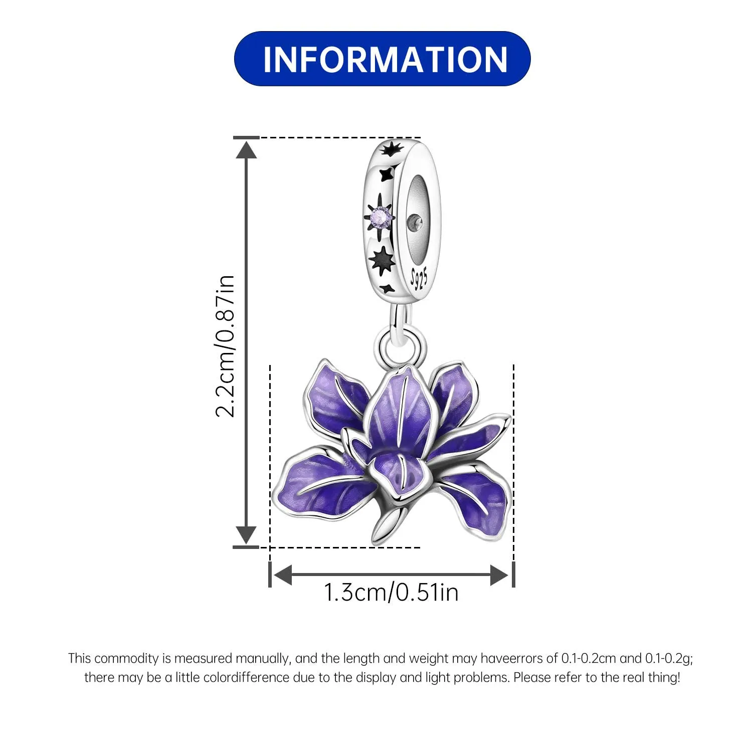 Original 925 Sterling Silver Flowers Plant Elements Blooming Iris Pendant Charms Beads For Necklace DIY Bracelet Fine Jewellery thumbnail 3