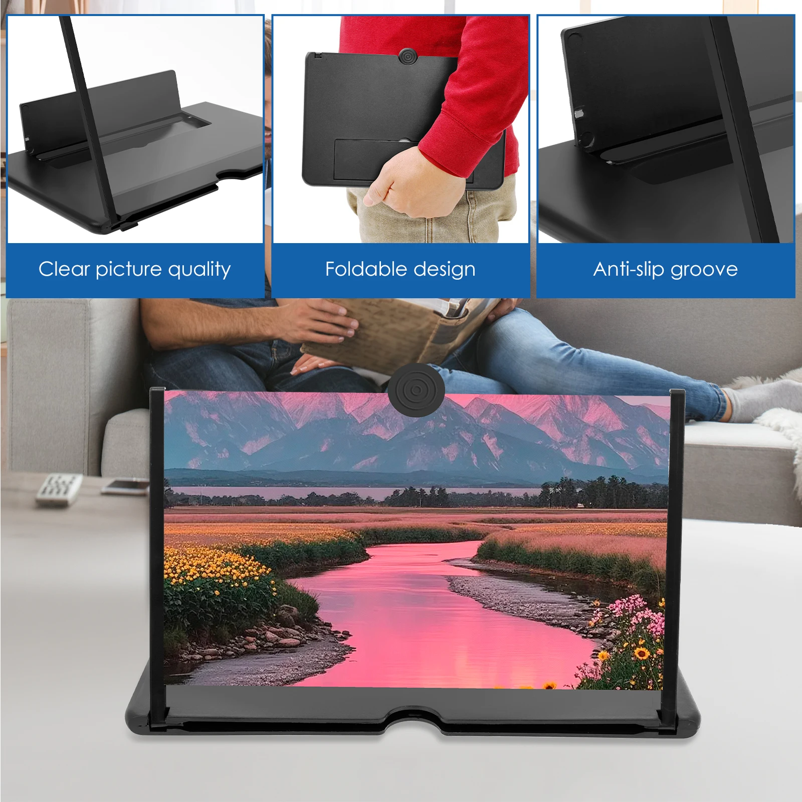 10/12/14 Inches Screen Amplifier Mobile Phone TV Screen Magnifier TV Movie HD Screen Magnifying Glass Anti Phone Holder Stand thumbnail 5
