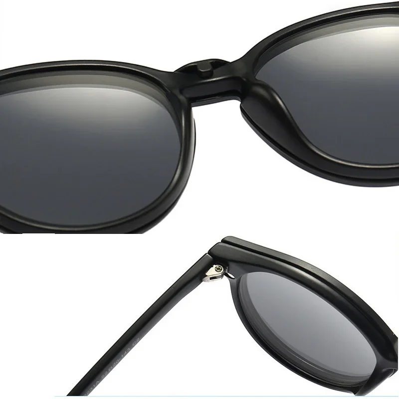 2 In 1 Custom Men Women Polarized Optical Magnetic Sunglasses Clip Magnet Clip on Sunglasses Clip on Sun Glasses Big Oval Frame thumbnail 6