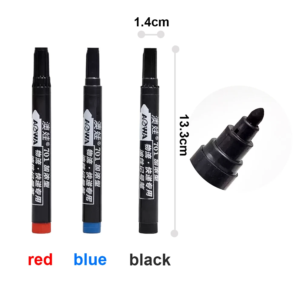 10 PCS Waterproof Quick Dry Marker Pen Oil-based Permanent | Black Blue Red Ink for School Office Supplies Marker Pens thumbnail 2