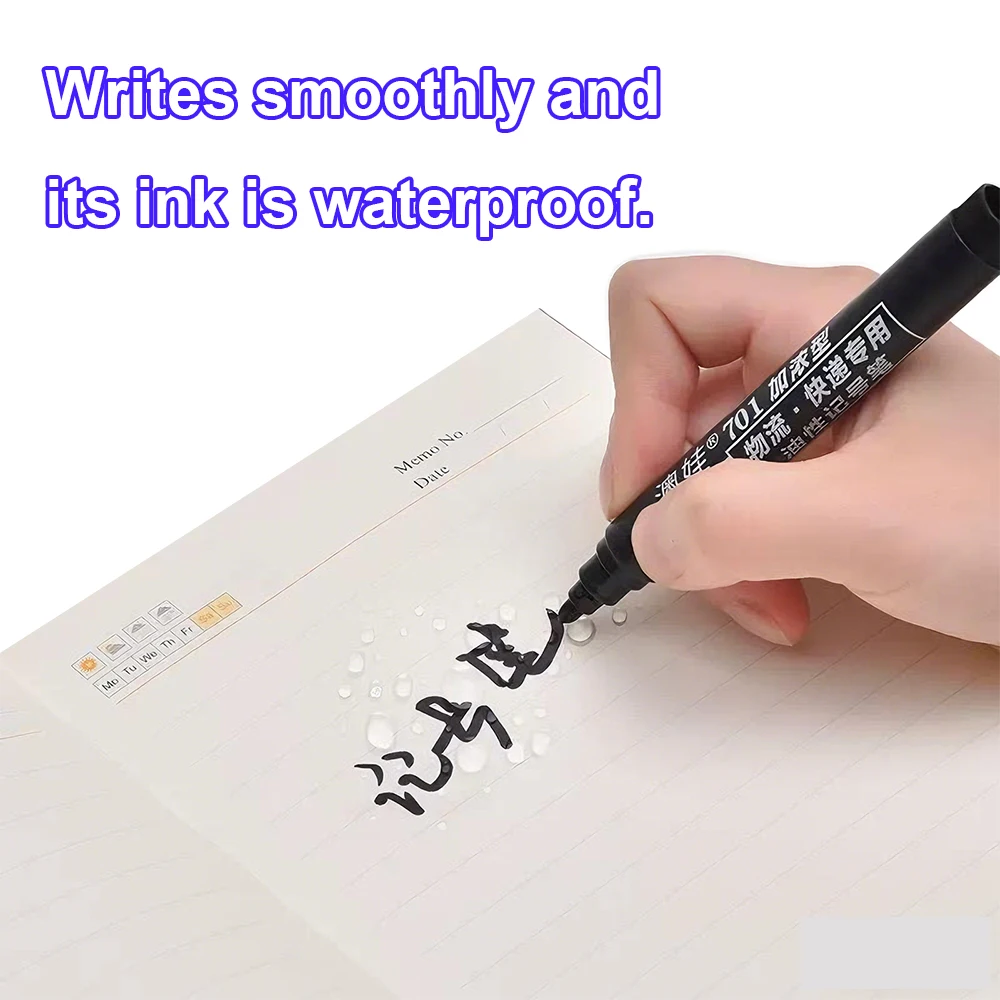 10 PCS Waterproof Quick Dry Marker Pen Oil-based Permanent | Black Blue Red Ink for School Office Supplies Marker Pens thumbnail 4