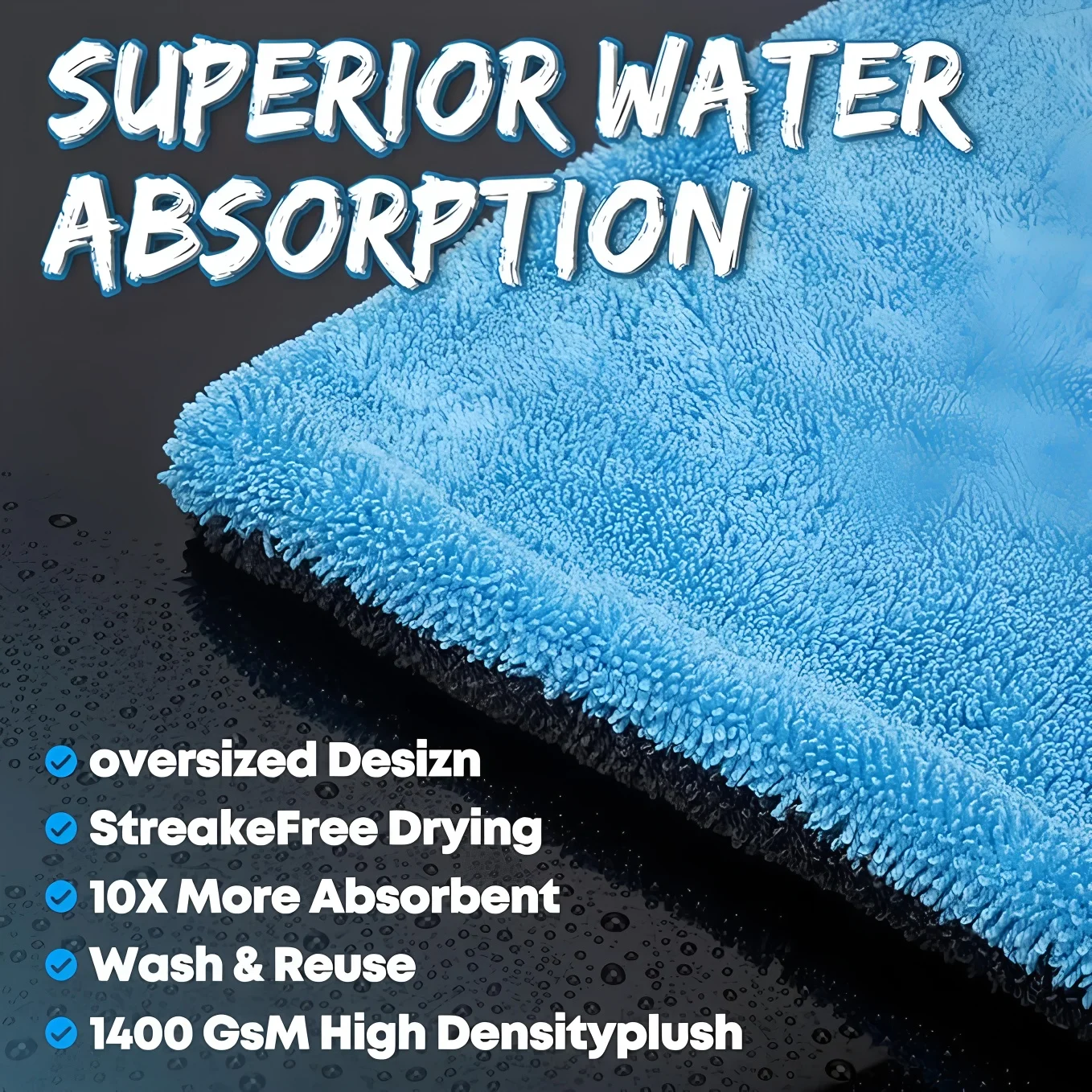 Microfiber Car Wash Towel Large Car Quick Drying Cloth Super Absorbent Car Window Cleaning Towel Thicken Car Detailing Rags thumbnail 5