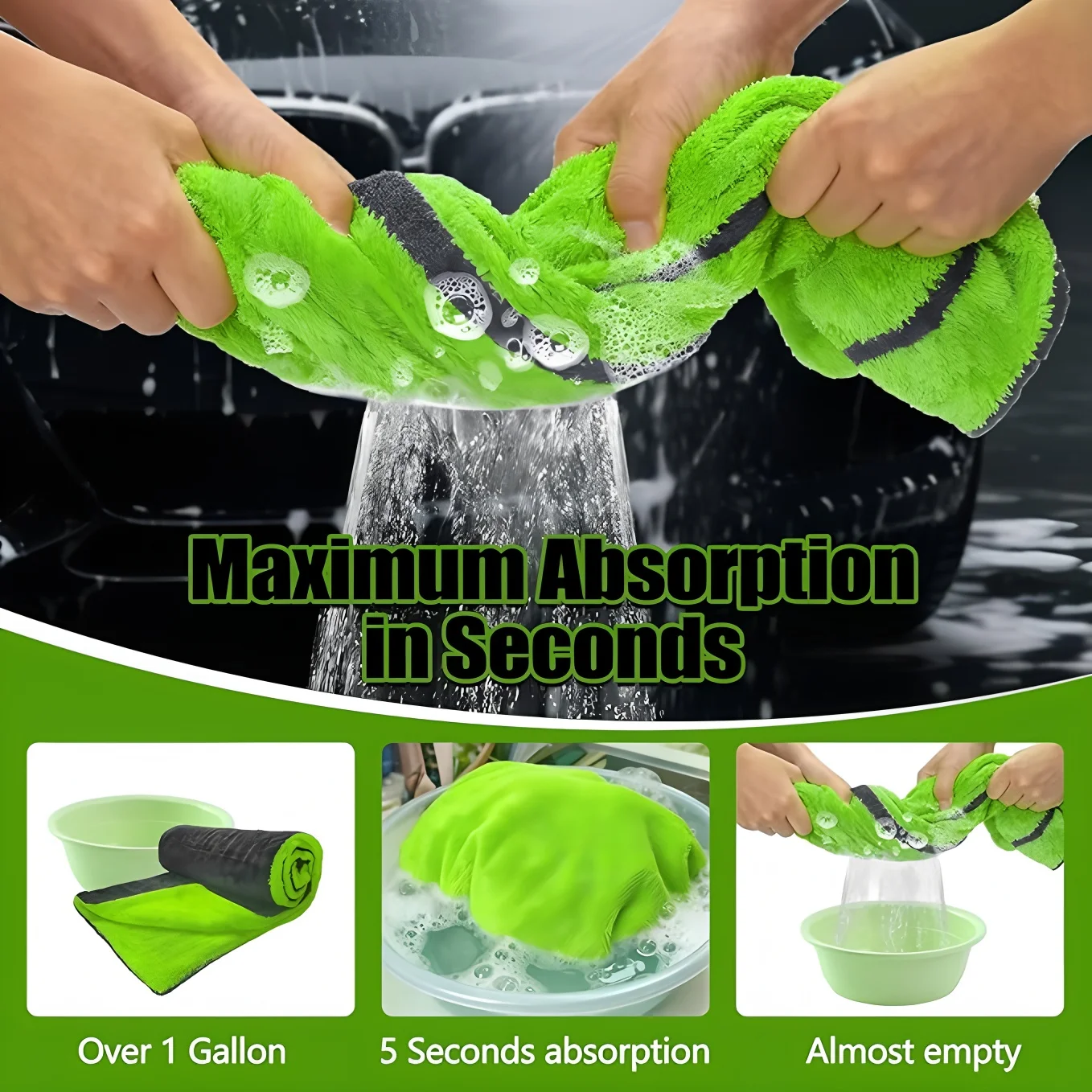 Microfiber Car Wash Towel Large Car Quick Drying Cloth Super Absorbent Car Window Cleaning Towel Thicken Car Detailing Rags thumbnail 6