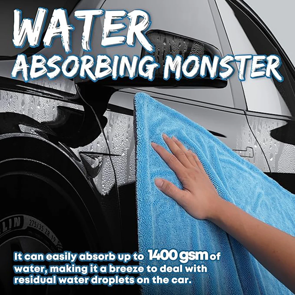 Microfiber Car Wash Towel Large Car Quick Drying Cloth Super Absorbent Car Window Cleaning Towel Thicken Car Detailing Rags thumbnail 3