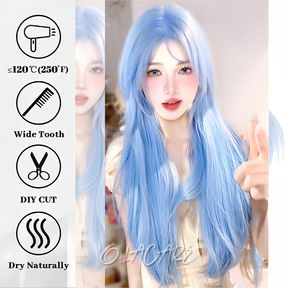 Synthetic Short Straight Wig with Long Ponytail Hairbun Lolita Cosplay Party Harajuku Black Blue Green Wig With Bangs for Women thumbnail 4