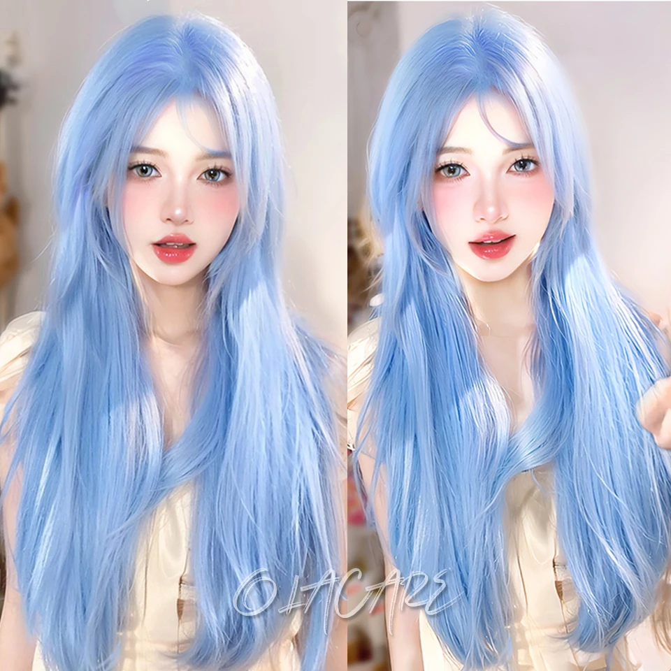 Synthetic Short Straight Wig with Long Ponytail Hairbun Lolita Cosplay Party Harajuku Black Blue Green Wig With Bangs for Women thumbnail 5