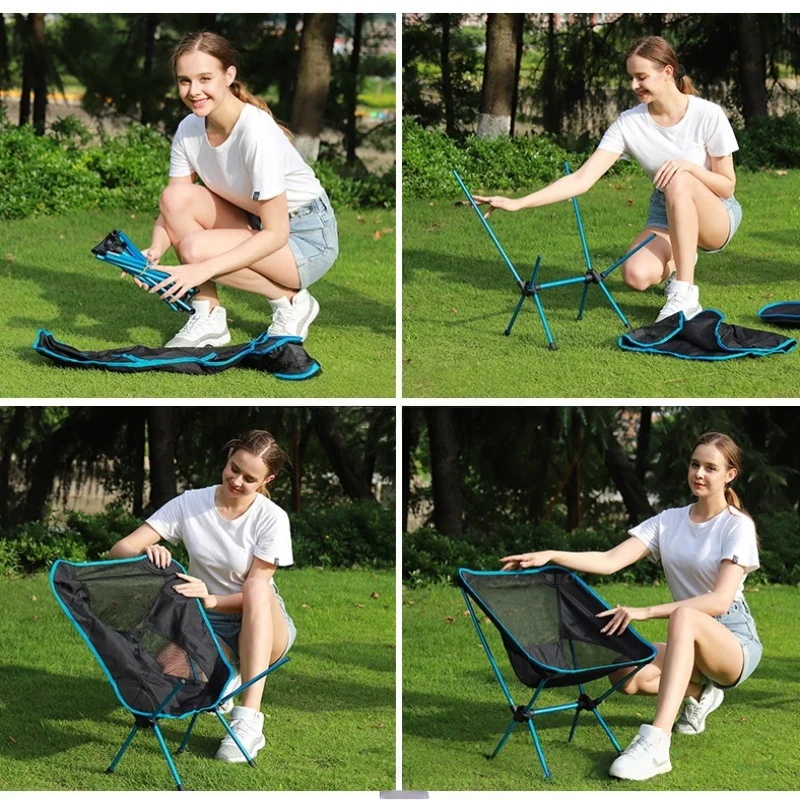 Outdoor moon chair, camping folding chair, portable leisure backrest chair, ultra-light aluminum alloy folding chair Comfortable thumbnail 5