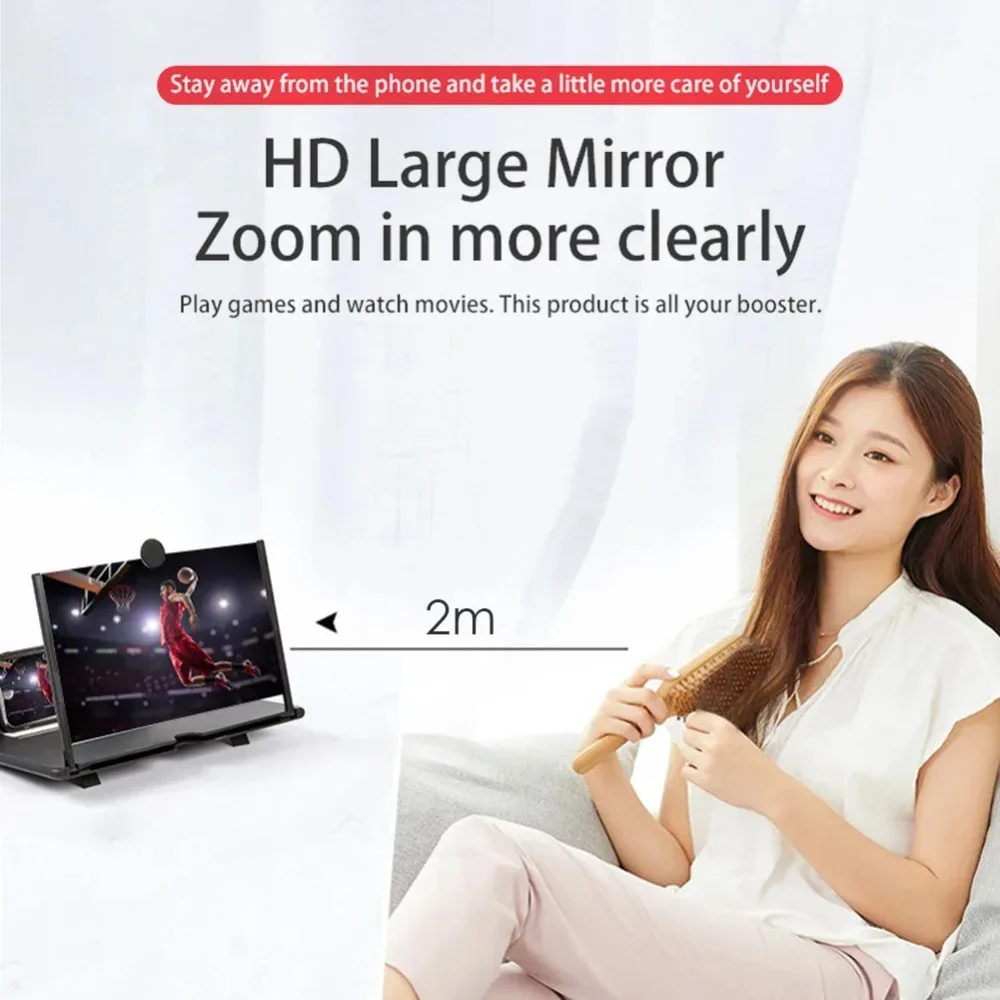 3D HD 14 Inch Mobile Screen Amplifier Projector Video Movie Amplifier Desktop Display Stand For All Smartphone Screen Amplifier thumbnail 4