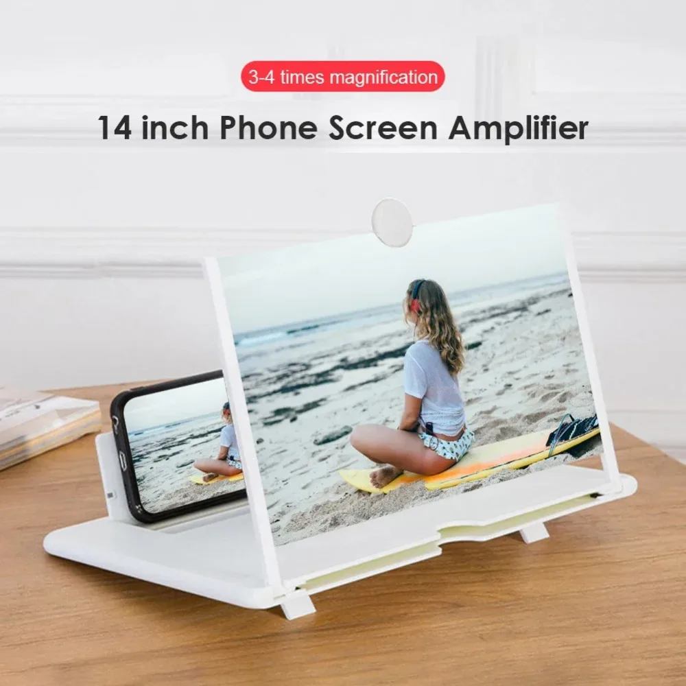 3D HD 14 Inch Mobile Screen Amplifier Projector Video Movie Amplifier Desktop Display Stand For All Smartphone Screen Amplifier thumbnail 2