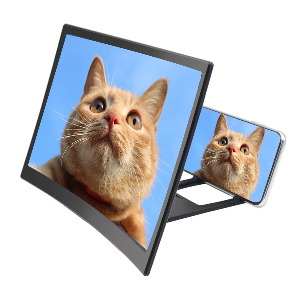 12 Inch Large Screen Amplifier 3D Mobile Phone Screen Video Magnifier Curved Enlarged Movie Amplifying Projector Stand Bracket thumbnail 3