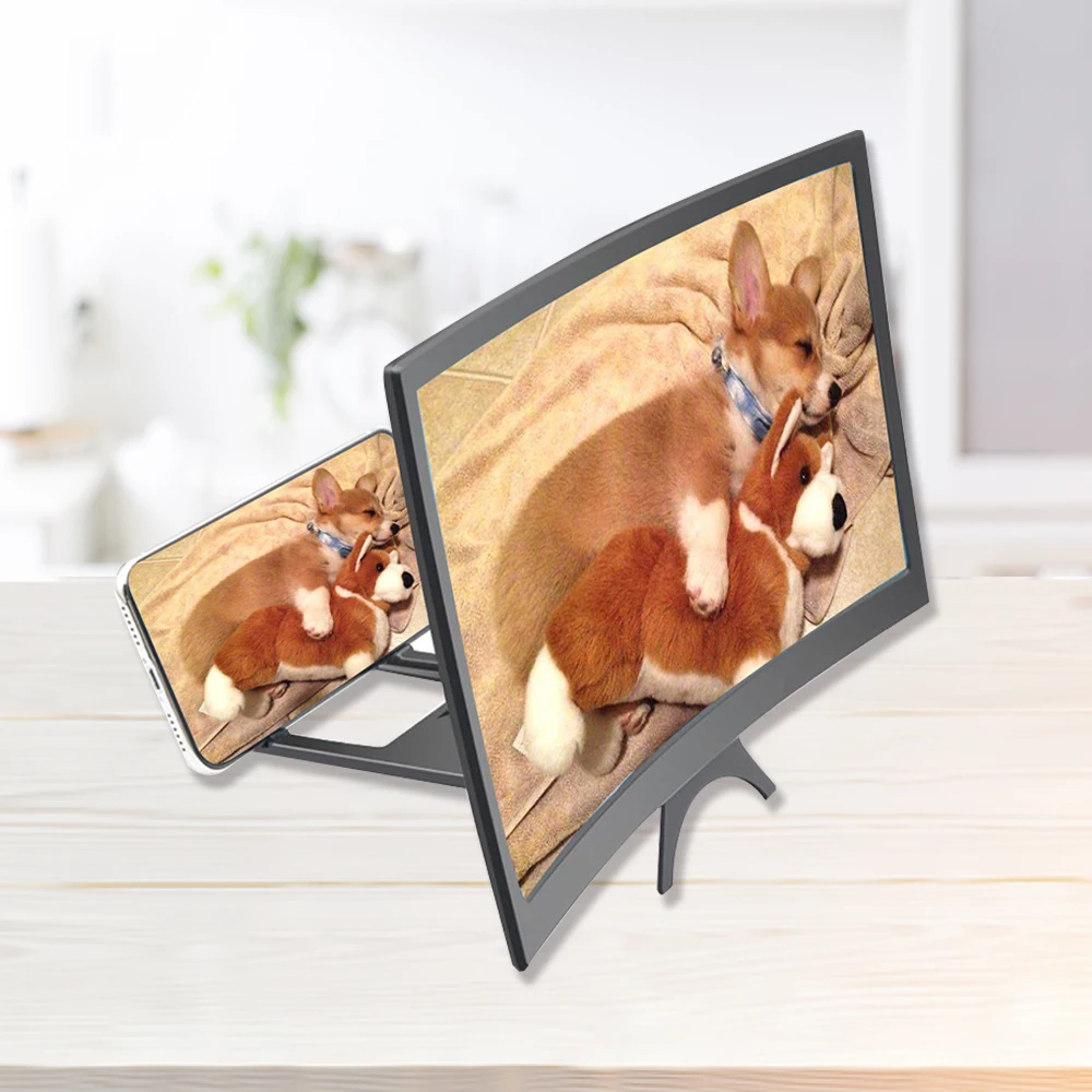 12 Inch Large Screen Amplifier 3D Mobile Phone Screen Video Magnifier Curved Enlarged Movie Amplifying Projector Stand Bracket thumbnail 2