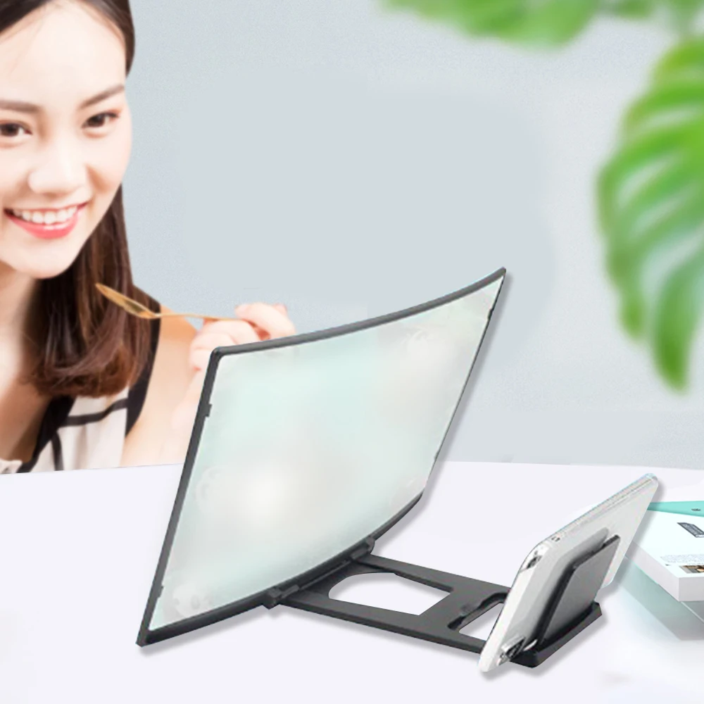 12 Inch Large Screen Amplifier 3D Mobile Phone Screen Video Magnifier Curved Enlarged Movie Amplifying Projector Stand Bracket thumbnail 5