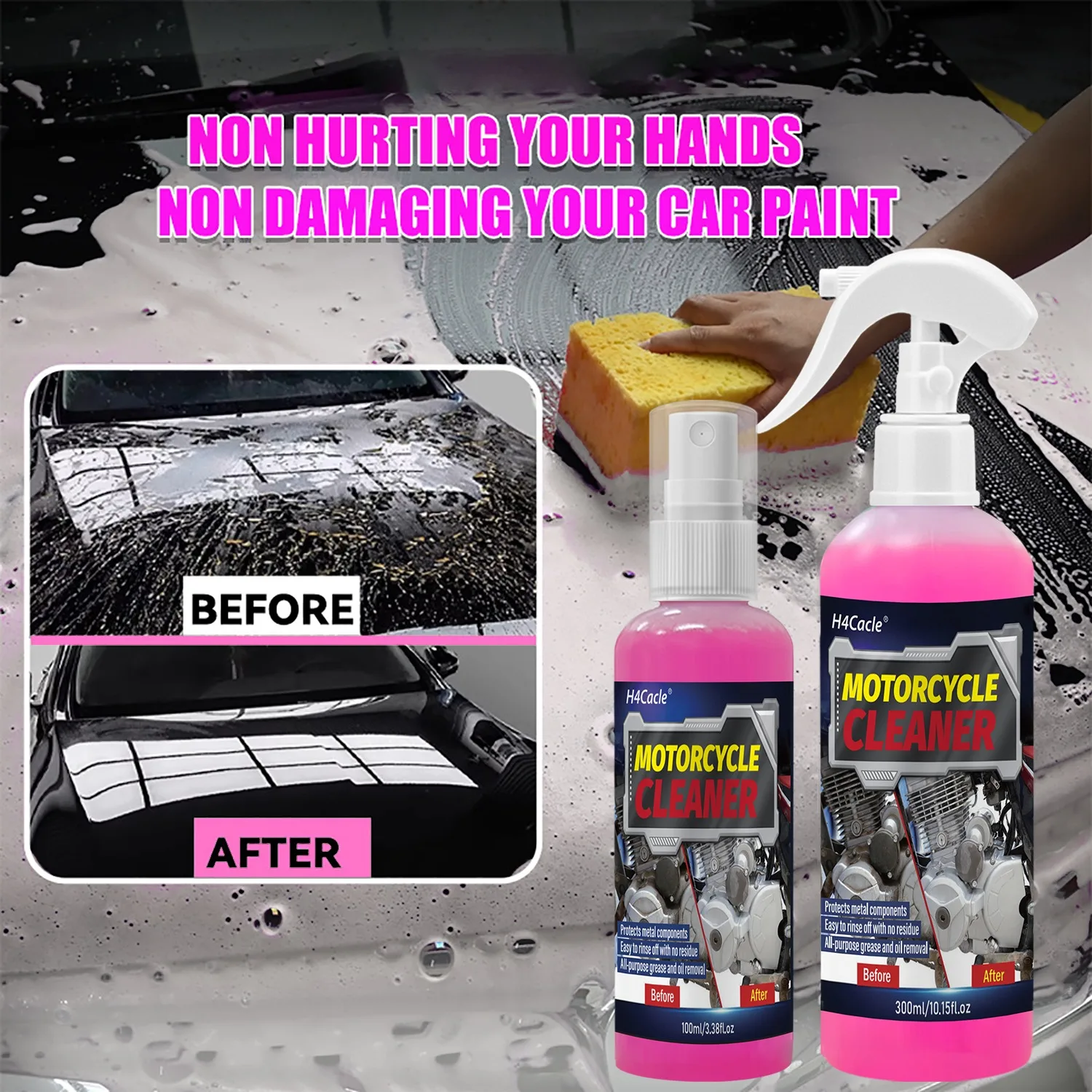 Motorcycle Car Wash Concentrated Foam Cleaner Electric Scooter Cleaner Car Wax & Stain Remover Polishing Wax Limpiacadenas Moto thumbnail 5