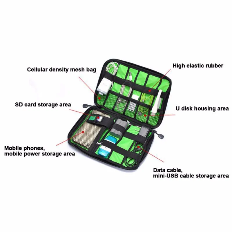 Storage Bag System Kits Case USB Data Cable Earphones Power Bank Digital Gadget Devices Travel Bags Waterproof Cable Storage Bag thumbnail 4