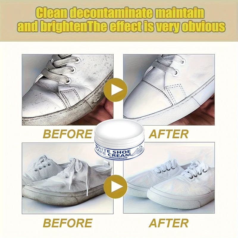 White Shoe Polish Cream - Suitable for Shoe Cleaning, No-Wash Shoe Brush, Shoe Polish Cream for Shoes, Shoe Brightening Cream, [ thumbnail 3