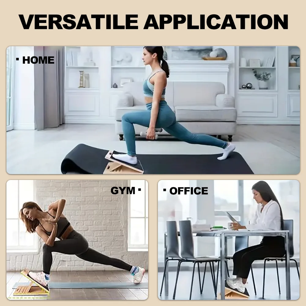 Slant Board for Calf Stretching Wooden 551LBS Weight Capacity Adjustable Slant Board Flexibility Recovery StrengthTraining thumbnail 4