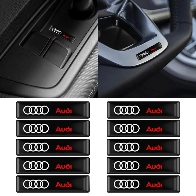 10Pcs Car Styling 3D Epoxy Vinyl Stickers Decals Car Accessories For Audi A6 A3 A4 A5 A6 Q2L Q3 Q5 Q7 Q8 R8 S4 S8 S7 RS5 RS8 RS6 thumbnail 2