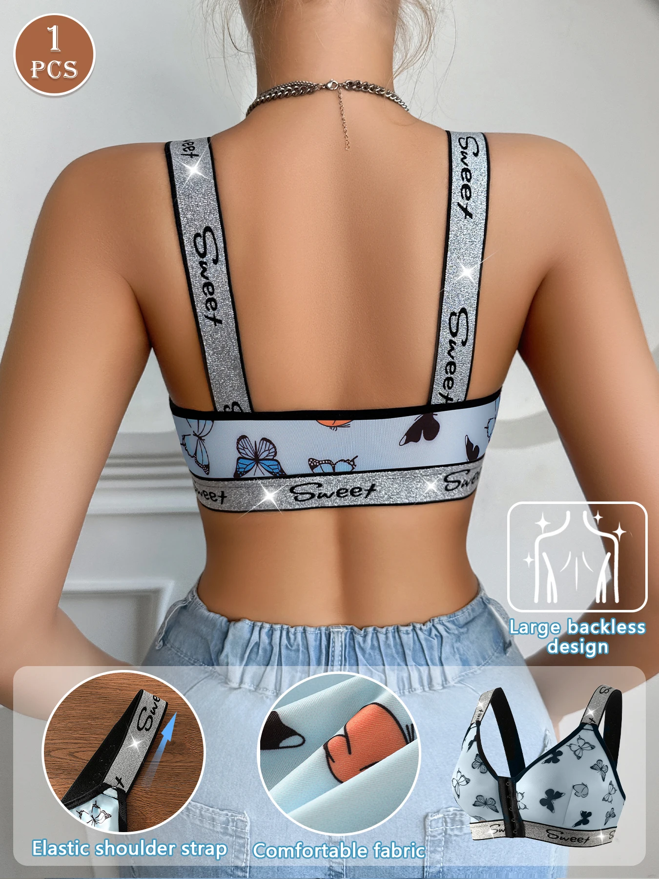 1pc Women's Casual Comfortable Wireless Bra thumbnail 2