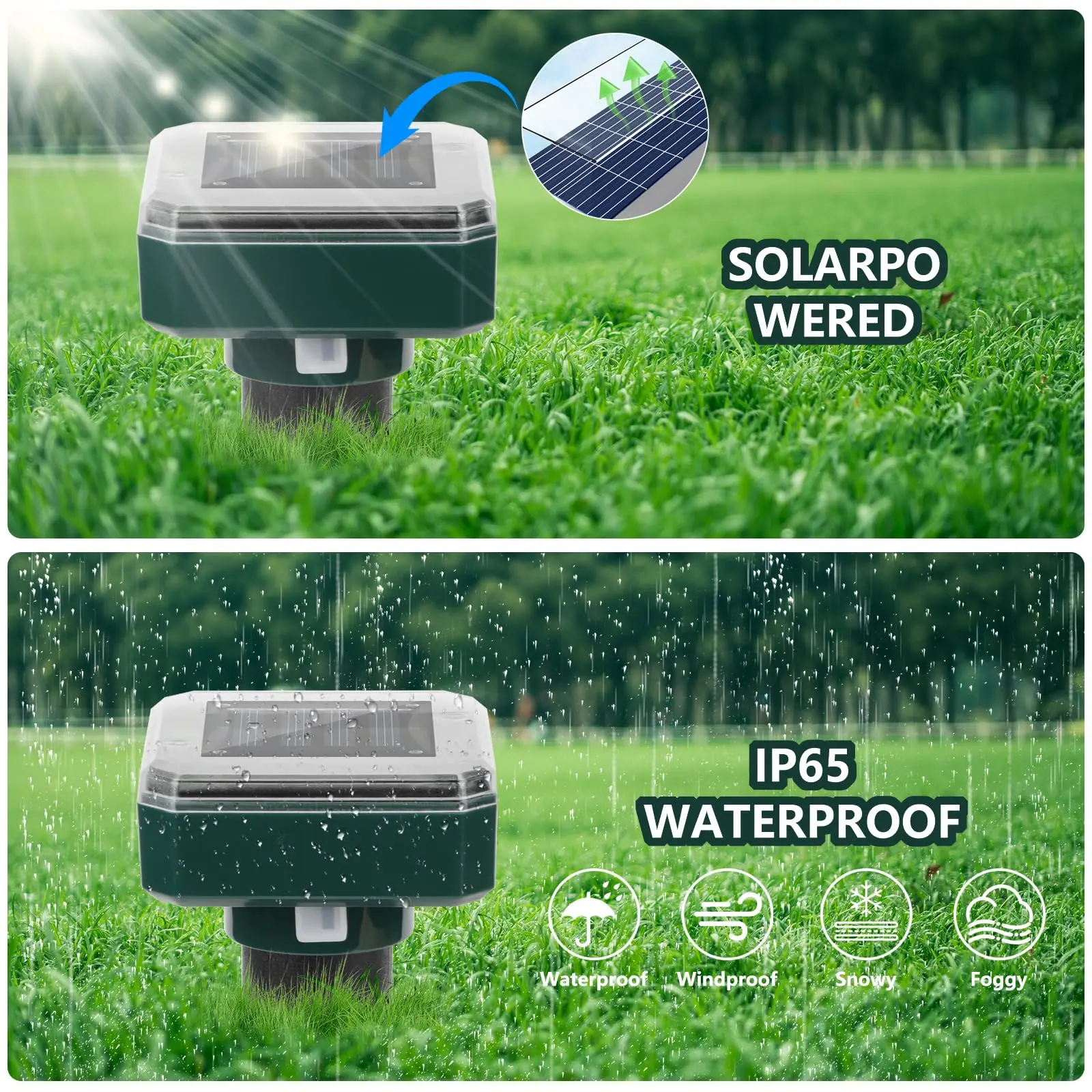 Solar Powered Ultrasonic Mole Repellent, Waterproof Sonic Spikes for Garden Yard, Repels Moles Voles Gophers Snakes Chipmunks thumbnail 3