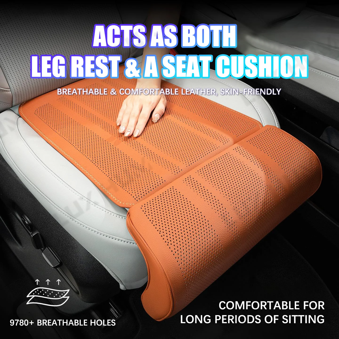 Car Seat Cover with Leg Extender Support Cushion Legrest Breathable Car Seat Cushion with Led Rest Universal for Sedan Suv Truck thumbnail 3
