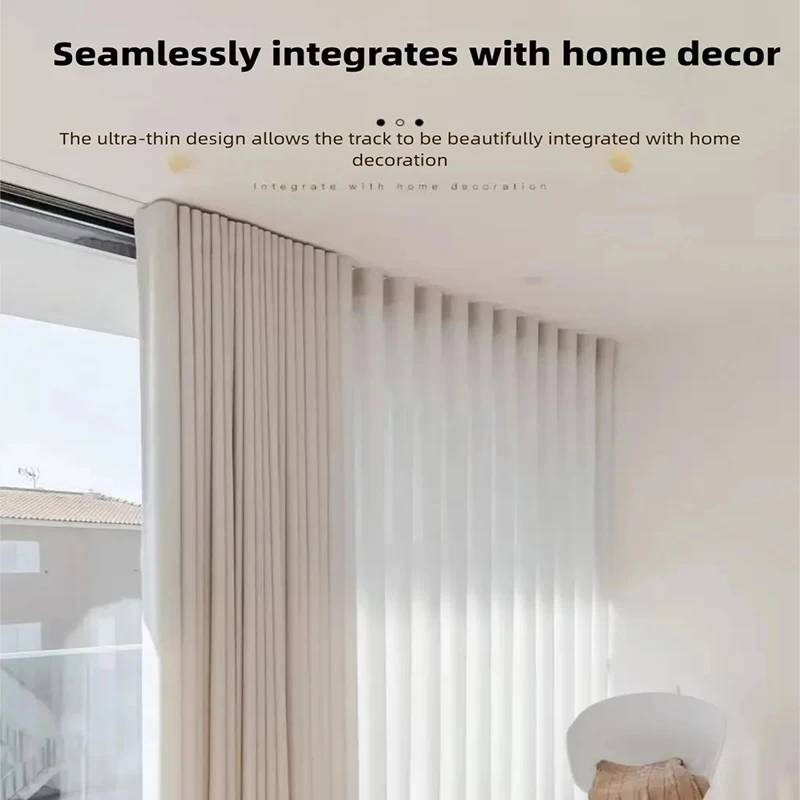 Ultra Thin Self-adhesive Curtain Track Set No Drilling Silent Sliding Rail Ceiling Or Wall Installation For Bathroom Cabinets Ro thumbnail 5