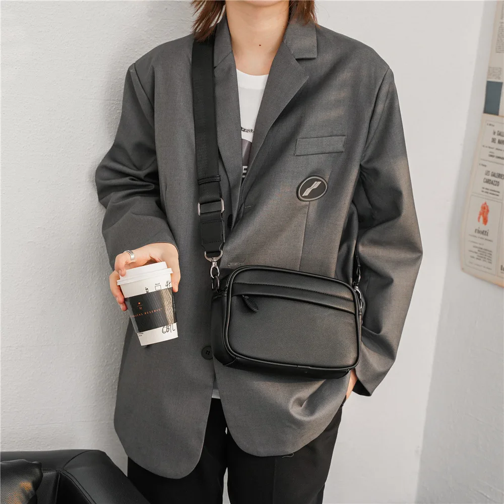 Casual Solid Men's Crossbody Bag Messenger Bag Mens PU Leather Crossbody Shoulder Bags Male Handbag Bags Cross Body Ba thumbnail 6