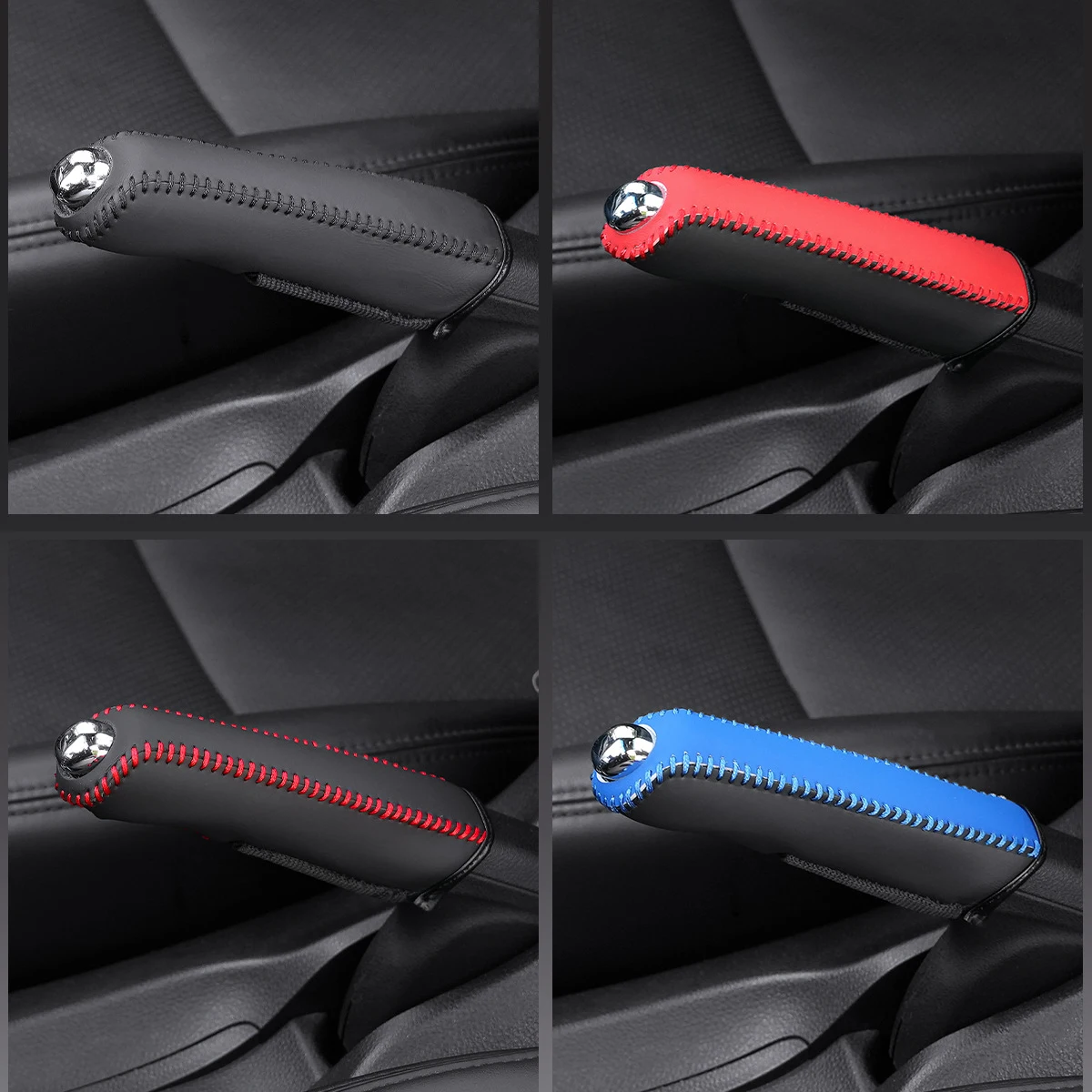 Car Leather Handbrake Cover Protective Sleeve Hand Brake Protection Car Interior Accessories thumbnail 3