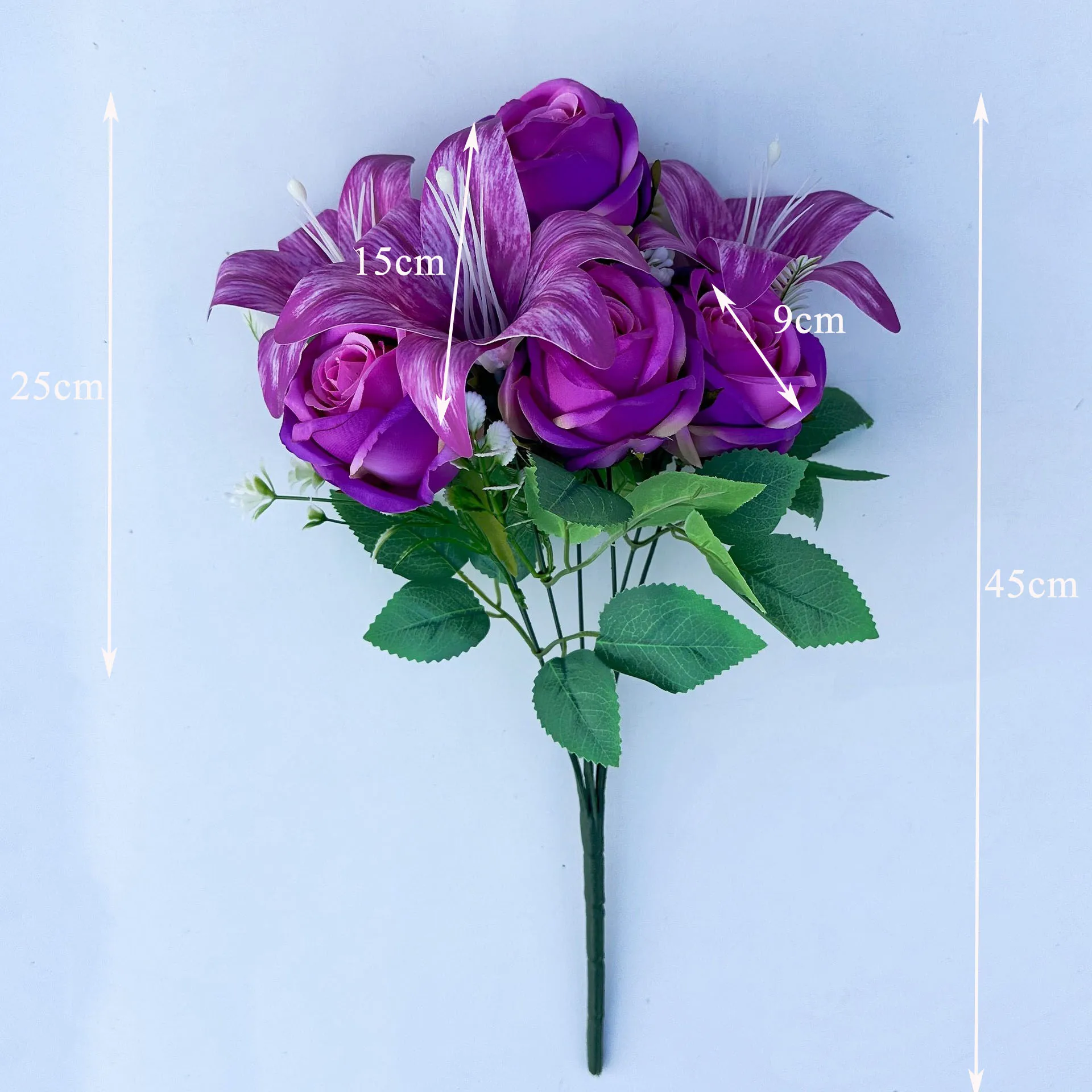 Spring Color Bouquet: 9-Stem Mixed Roses & Lilies with  Roses - Fresh Cut Flowers for Home Decor, Wedding, Anniversary, Gift-G thumbnail 4