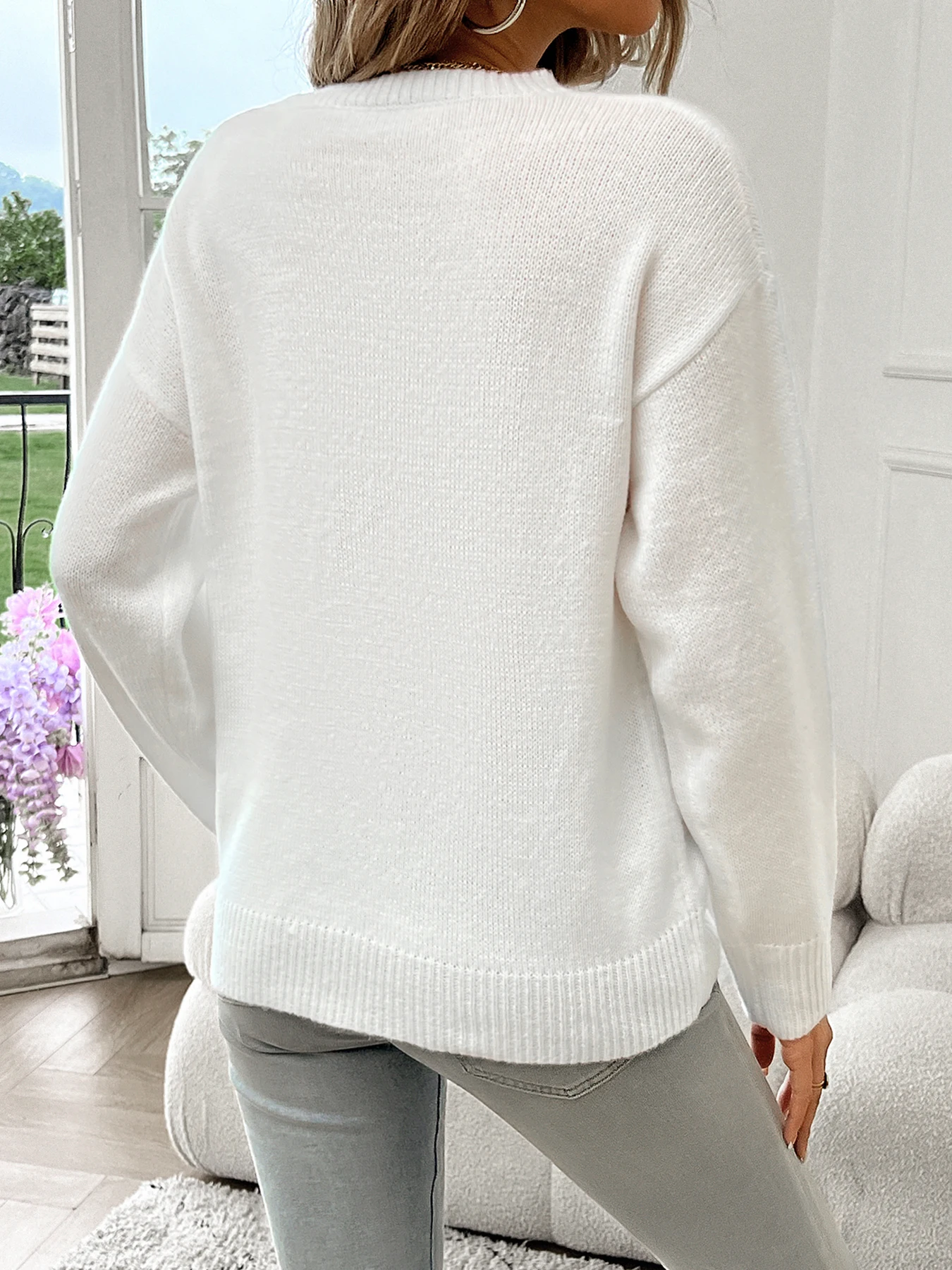 American Flag Crew Neck Long Sleeve Pullover Women's Sweater thumbnail 2