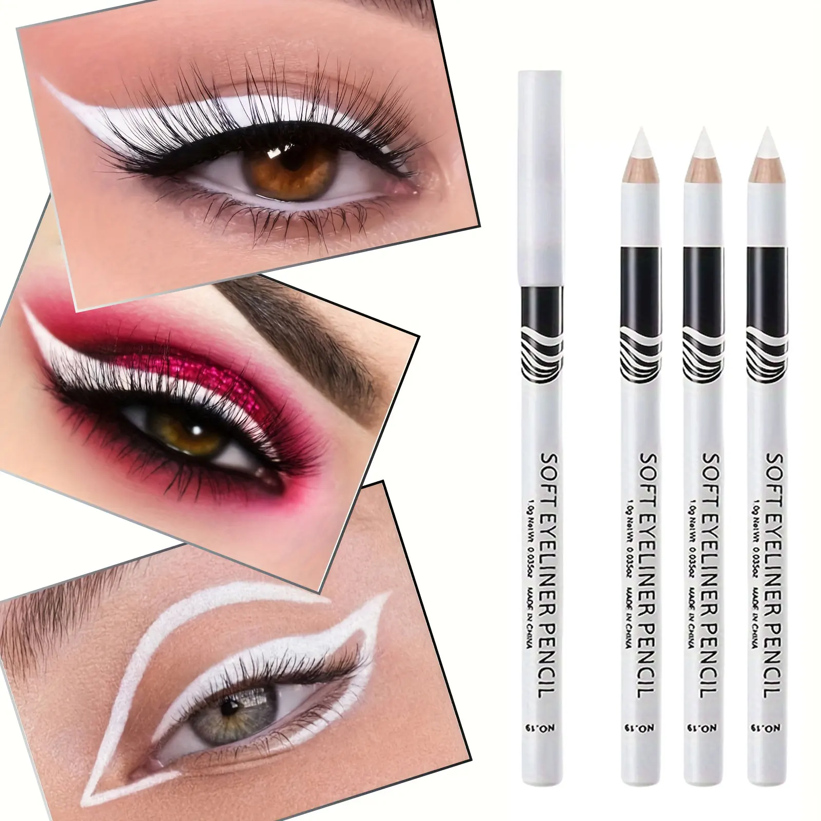 Wooden Rod White Inner Eyeliner Pen Eyelid Under Crease Pen Matte White Pen Beauty Eyeliner Easy Coloring thumbnail 3