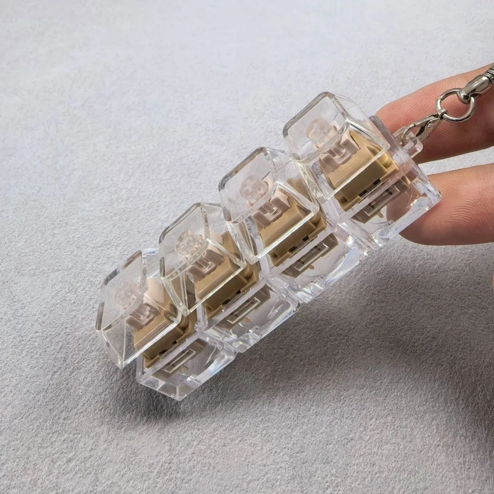 Relaxing DIY Keyboard Fidget Keychain Keycap Keys Button Finger Keyboard Cap with Light Relief Stress Pinch Toy Adult thumbnail 5