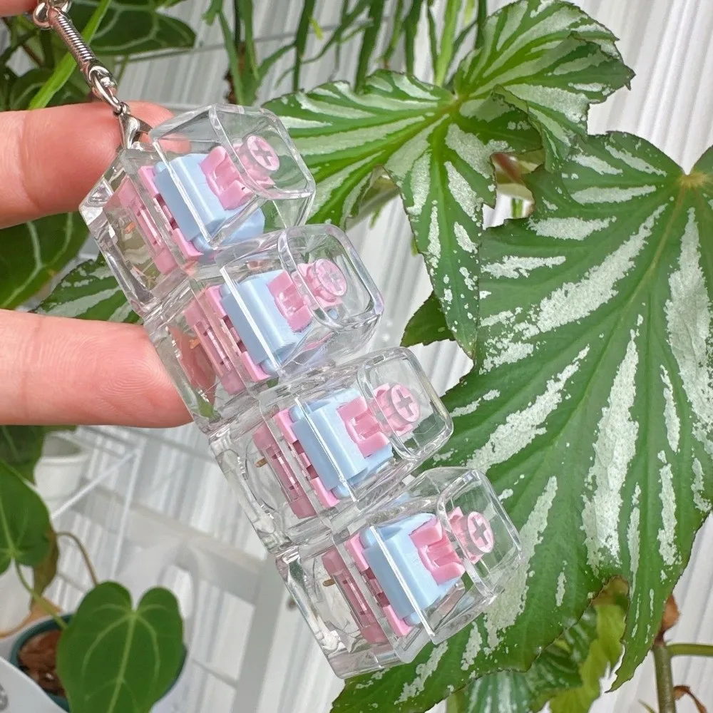 Relaxing DIY Keyboard Fidget Keychain Keycap Keys Button Finger Keyboard Cap with Light Relief Stress Pinch Toy Adult