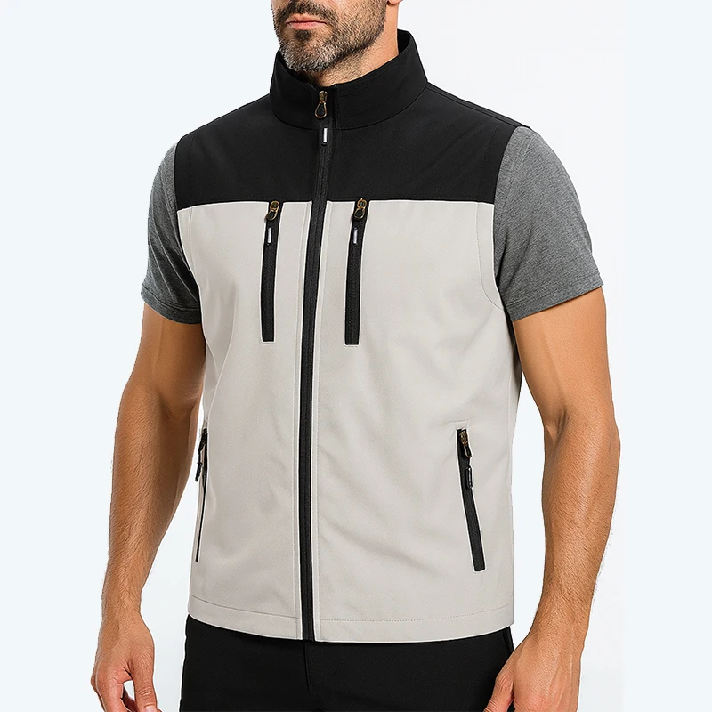 Men's Lightweight Softshell Vest with Zipper Pockets Windproof Sleeveless Jacket for Hiking Golf Outdoor Outwear Windbreaker thumbnail 2