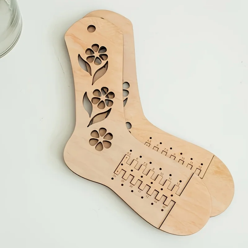 Natural Wood Sock Blocker Handmade DIY Christmas Sock Knitting Sock Forms Shapes Knitting Board Tools For Beginners crafts 2PCS thumbnail 2