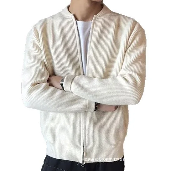 plus Size Men's Knitted Sweater Cardigan Jacket Casual Breathable Machine Washable High Elasticity Long Sleeve round Neck Pol... thumbnail 5