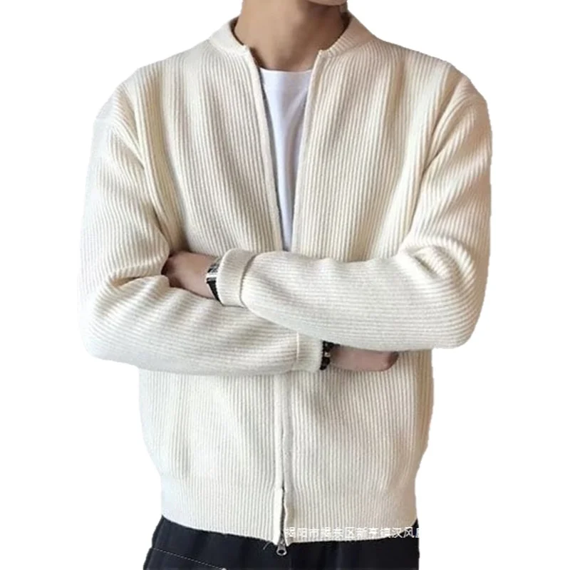 plus Size Men's Knitted Sweater Cardigan Jacket Casual Breathable Machine Washable High Elasticity Long Sleeve round Neck Pol... thumbnail 6