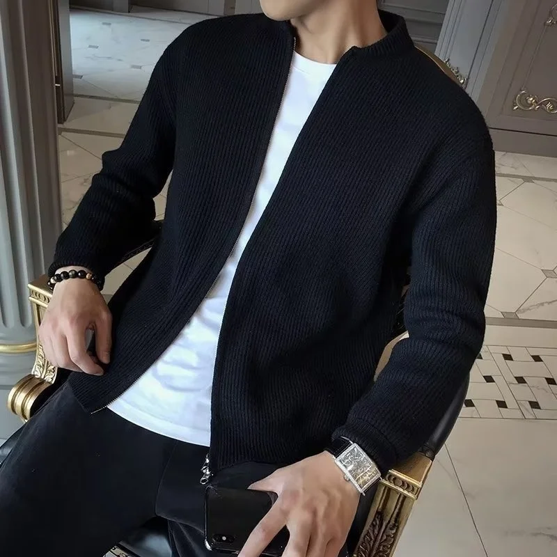 plus Size Men's Knitted Sweater Cardigan Jacket Casual Breathable Machine Washable High Elasticity Long Sleeve round Neck Pol... thumbnail 2