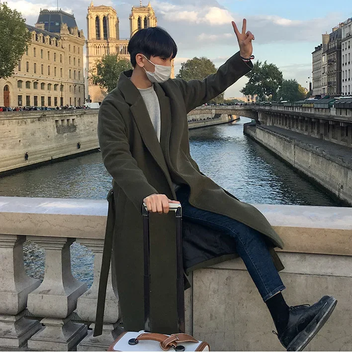 Loose Long Thickened Woolen Men's Coat Korean Style Overcoat Casual Outerwear Warm Windbreaker Male Fashion Winter Coat thumbnail 4