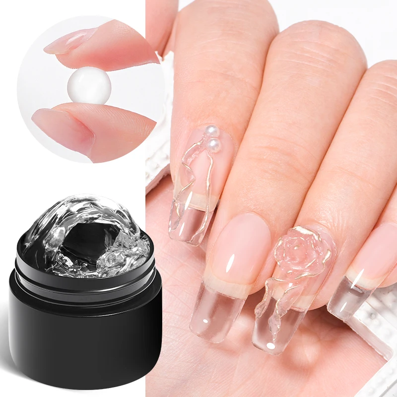 2PCS 8ml Clear Non Stick Hand Extension Gel Nail Polish For 3D Shaping Nail Art Solid Milky Jelly Hard Gel For Fake Nail Carving thumbnail 2