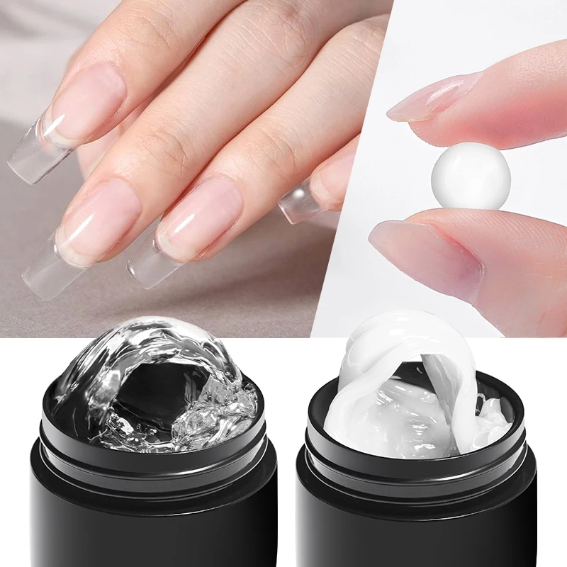2PCS 8ml Clear Non Stick Hand Extension Gel Nail Polish For 3D Shaping Nail Art Solid Milky Jelly Hard Gel For Fake Nail Carving
