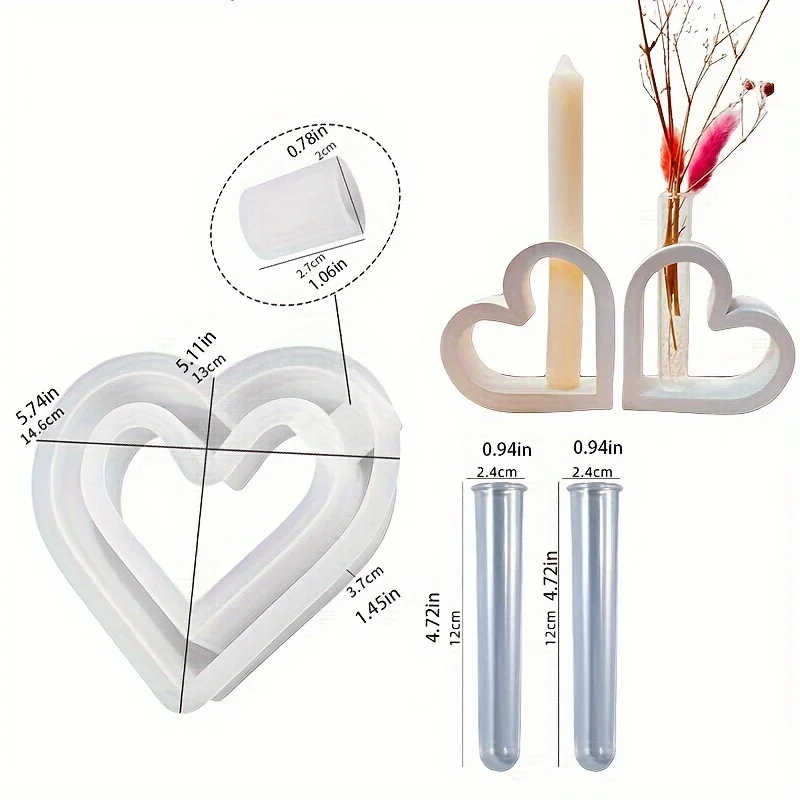 3pcs Heart-Shaped Hydroponic Planter Silicone Mold Set | DIY Epoxy Resin Vase & Flowerpot Mold for Plaster Pottery thumbnail 4