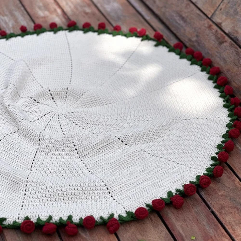 Rose Blanket Bouquet With Gift Bag Crochet Handmade Blanket of Roses Birthday Valentine's Day Gift for Girlfriend thumbnail 2