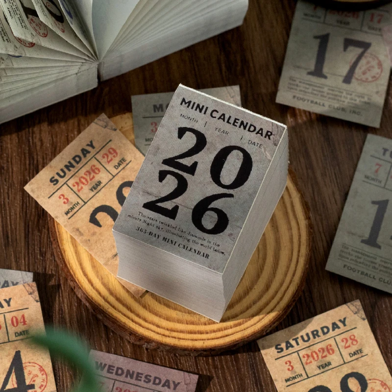 Vintage Mini Calendar 2026 Cute 365days Calendar School Office Supplies Stationery Planner Schedule Memo Paper thumbnail 4