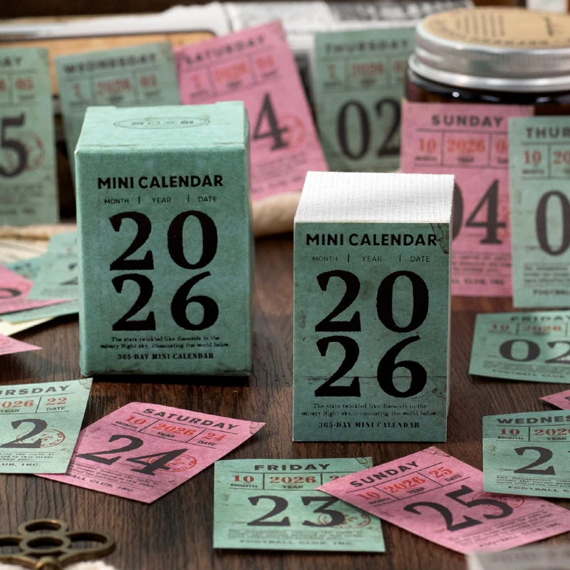 Vintage Mini Calendar 2026 Cute 365days Calendar School Office Supplies Stationery Planner Schedule Memo Paper thumbnail 5